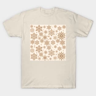 Beige Snowflakes Christmas Pattern T-Shirt